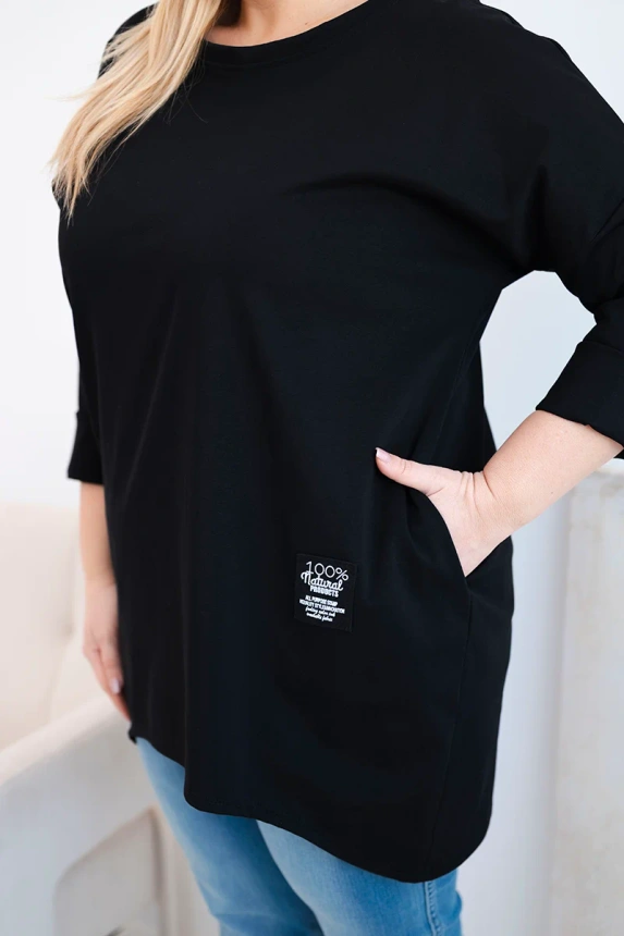 38055_3 Moteriška bluzonė Plus Size su ilgesniu nugara ir ilgomis rankovėmis - Image 4