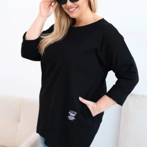 Moteriška bluzonė Plus Size su ilgesniu nugara ir ilgomis rankovėmis