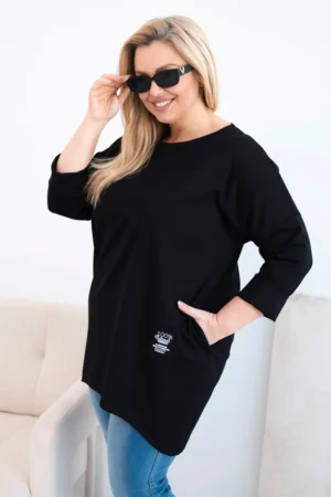 Moteriška bluzonė Plus Size su ilgesniu nugara ir ilgomis rankovėmis