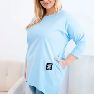 Moteriška bluzka Plus Size su ilgesniu nugara ir ilgomis rankovėmis