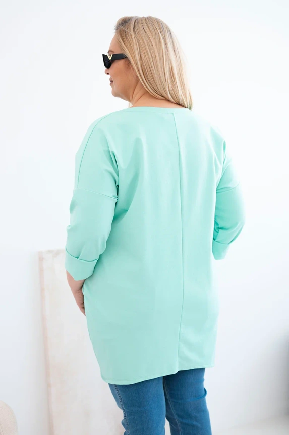 38059_2 Moteriška bluzonė Plus Size su ilgesne nugarėle ir ilgomis rankovėmis - Image 3