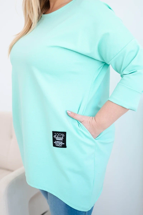 38059_4 Moteriška bluzonė Plus Size su ilgesne nugarėle ir ilgomis rankovėmis - Image 4