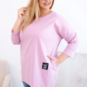 Moteriška bluzka Plus Size su ilgesniu nugaros kirpimu ir ilgomis rankovėmis tamsiai