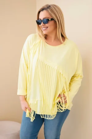 Moteriška medvilninė bluzonė Plus Size su kutais