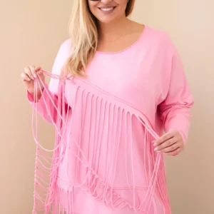 Moteriška medvilninė bluzonė Plus Size su kutais šviesiai