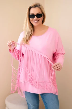Moteriška medvilninė bluzonė Plus Size su kutais šviesiai