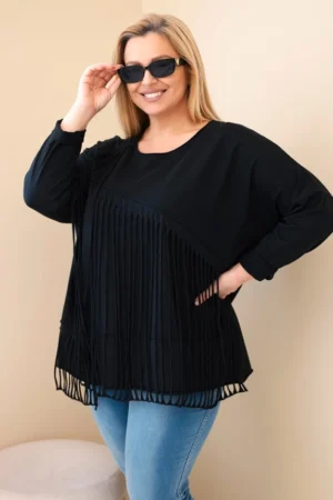 Moteriška medvilninė bluzonė Plus Size su kutais