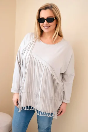 Moteriška medvilninė palaidinė Plus Size su kutais bežinė
