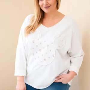 Moteriška medvilninė bluzonė Plus Size su V formos iškirpte