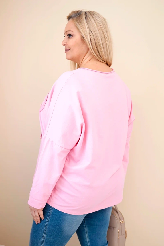 38072_2 Moteriška medvilninė bluzonė Plus Size su V formos iškirpte šviesiai - Image 4