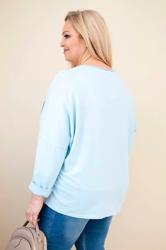 38073_2 Moteriška medvilninė bluzonė Plus Size su V formos iškirpte - Image 4