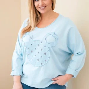 Moteriška medvilninė bluzonė Plus Size su V formos iškirpte