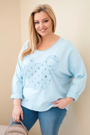 Moteriška medvilninė bluzonė Plus Size su V formos iškirpte