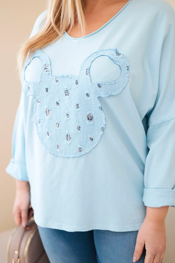 38073_4 Moteriška medvilninė bluzonė Plus Size su V formos iškirpte - Image 2