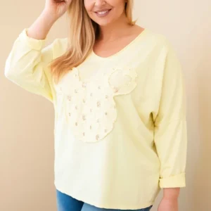 Moteriška medvilninė Plus Size palaidinė su V formos iškirpte