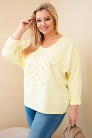 Moteriška medvilninė Plus Size palaidinė su V formos iškirpte