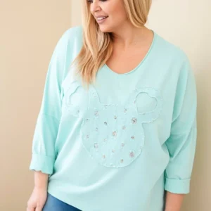 Moteriška medvilninė bliuskutė Plus Size su V formos iškirpte