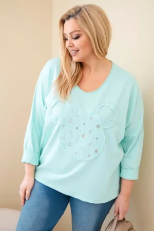 Moteriška medvilninė bliuskutė Plus Size su V formos iškirpte