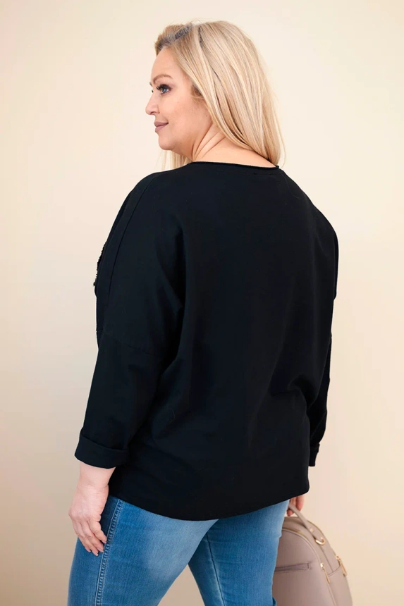 38076_2 Moteriška medvilninė bluzonė Plus Size su V formos iškirpte - Image 4