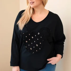 Moteriška medvilninė bluzonė Plus Size su V formos iškirpte