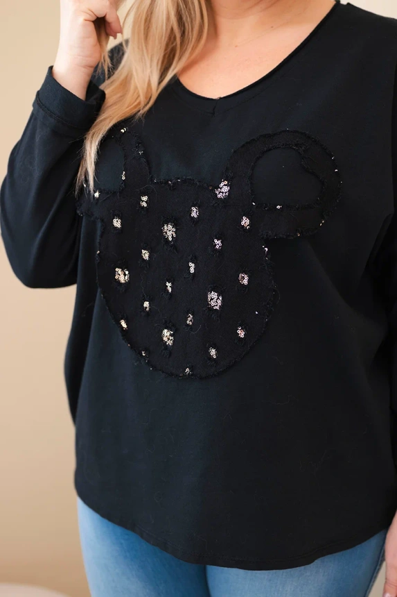 38076_4 Moteriška medvilninė bluzonė Plus Size su V formos iškirpte - Image 2