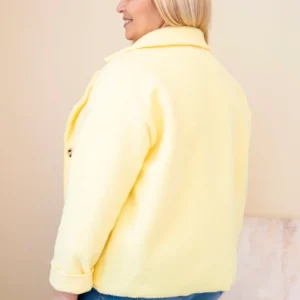 Moteriška Plus Size striukė su vilnoniu audiniu ir kišenėmis