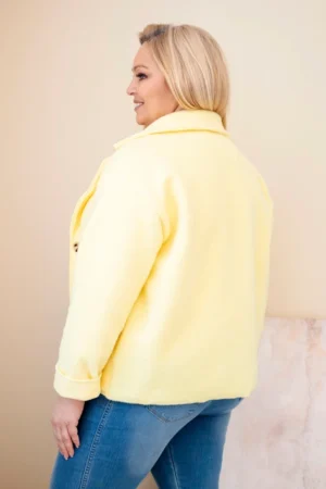 Moteriška Plus Size striukė su vilnoniu audiniu ir kišenėmis