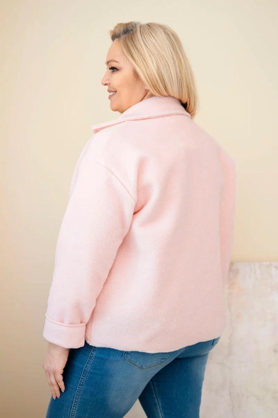 38079_2 Moteriška Plus Size striukė su vilnoniu audiniu ir kišenėmis - Image 3