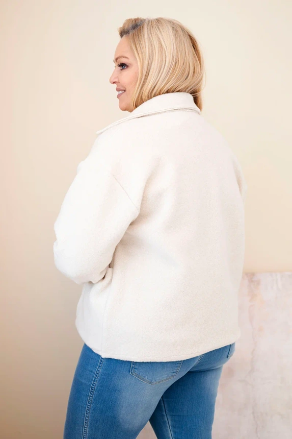 38080_2 Damska Plus Size striukė su vilnoniu audiniu ir kišenėmis bežinė - Image 4