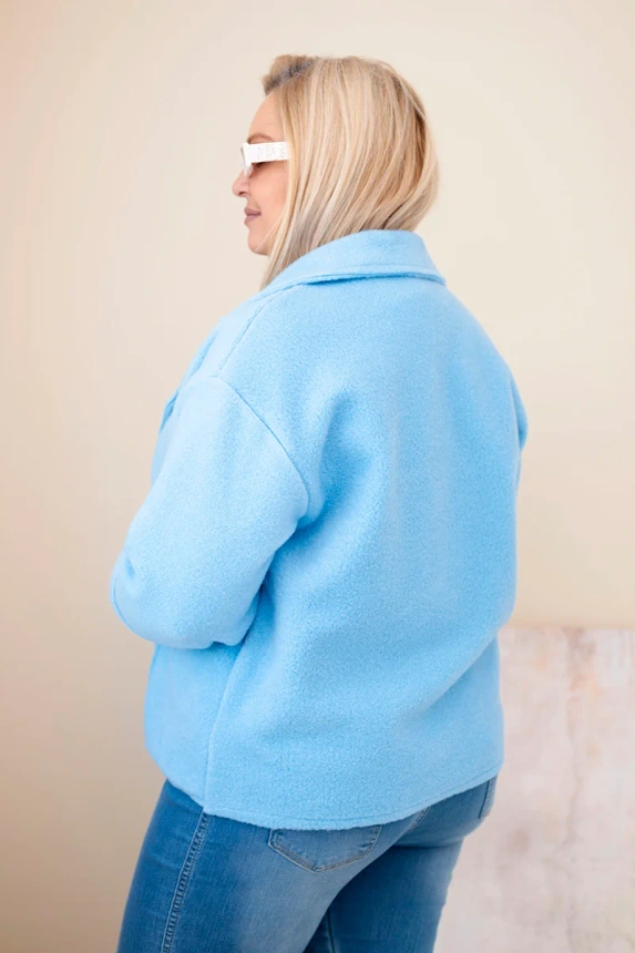 38082_2 Moteriška Plus Size striukė su vilnoniu audiniu ir kišenėmis - Image 3