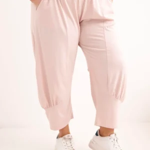 Moteriški Plus Size kelnės su žemu juosmeniu ir gumyte juosmens srityje tamsus