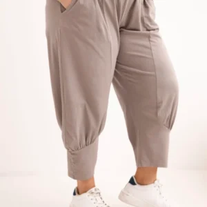 Moteriškos Plus Size kelnės su žemu liemeniu ir guma juosmens fango