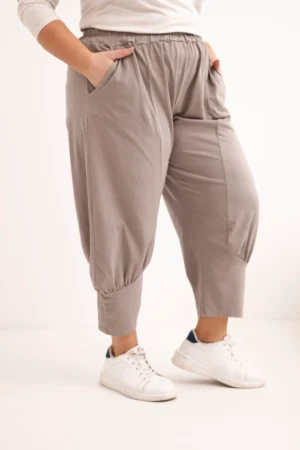 Moteriškos Plus Size kelnės su žemu liemeniu ir guma juosmens fango