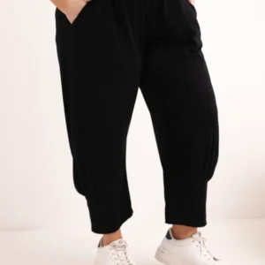 Moteriški Plus Size kelnės su žemu liemeniu ir gumyte juosmenyje