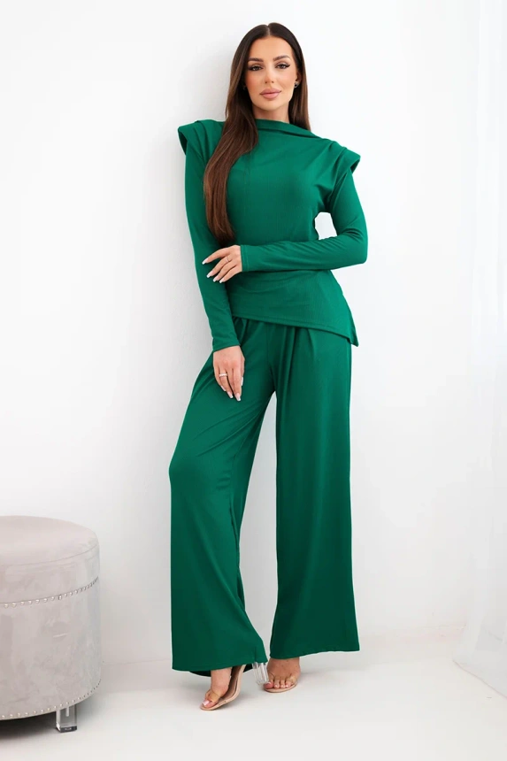 38145_1 Moteriškas medvilninis su palaidine ir plačiomis kelnėmis - Image 2