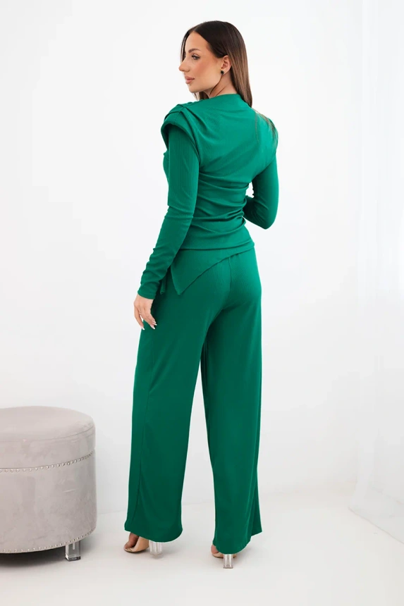 38145_2 Moteriškas medvilninis su palaidine ir plačiomis kelnėmis - Image 3