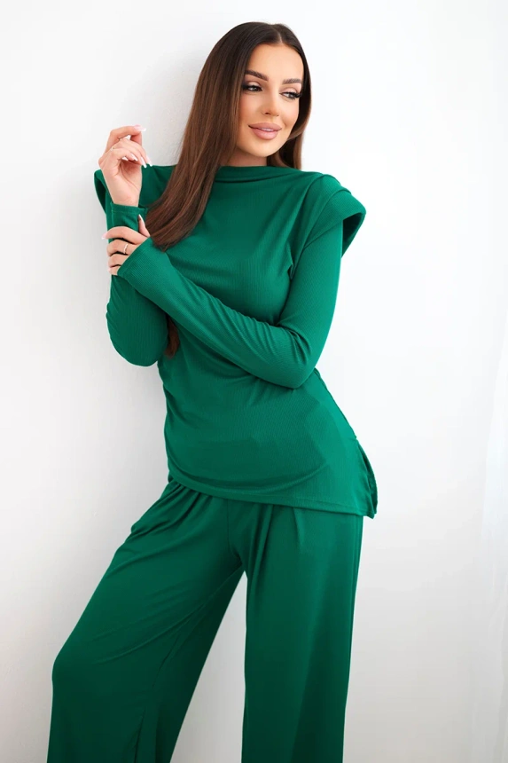 38145_4 Moteriškas medvilninis su palaidine ir plačiomis kelnėmis