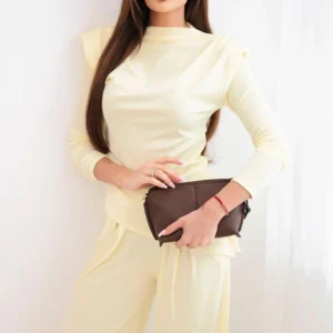 Moteriškas medvilninis su palaidine ir plačiais kelnėmis