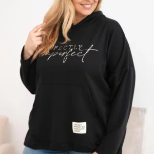 Moteriška Plus Size džemperis su kapišonu ir spauda