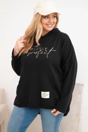 Moteriška Plus Size džemperis su kapišonu ir spauda