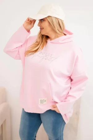 Moteriška Plus Size palaidinė su gobtuvu ir spausdiniu cukrinė