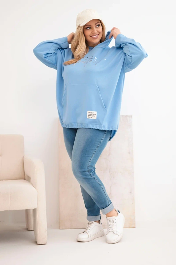 38156_1 Moteriška Plus Size džemperis su gaubtu ir spauda - Image 3