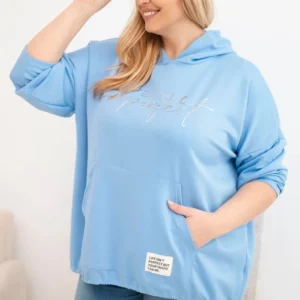 Moteriška Plus Size džemperis su gaubtu ir spauda