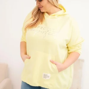 Moteriška Plus Size džemperis su gobtuvu ir spauda