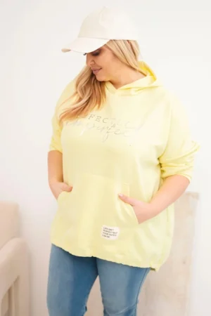 Moteriška Plus Size džemperis su gobtuvu ir spauda