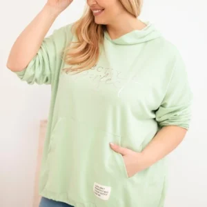 Moteriška Plus Size džemperis su gobtuvu ir spauda