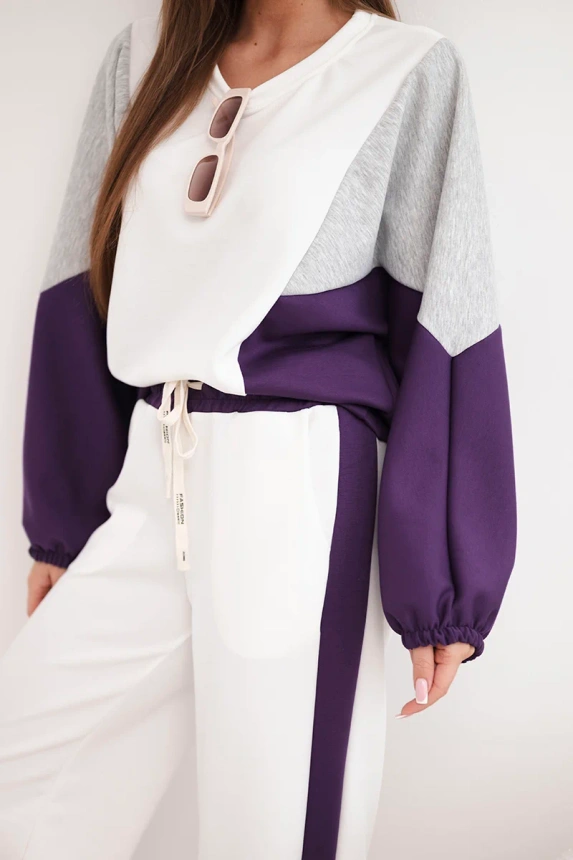 38205_4 Moteriškas su laisvu džemperiu ir plačiomis kelnėmis tamsiai - Image 4