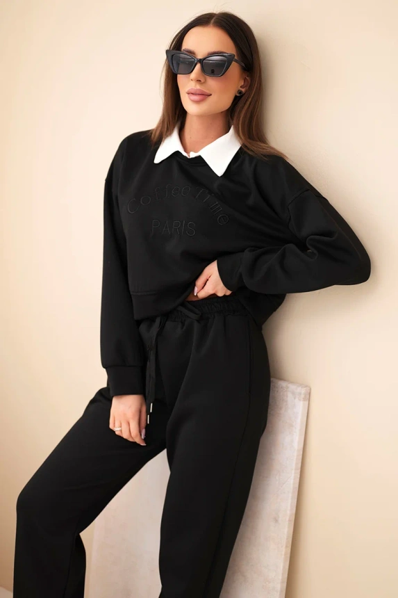 38245_3 Moteriškas , sviestukas, megztinis su apykakle ir tiesios kelnės