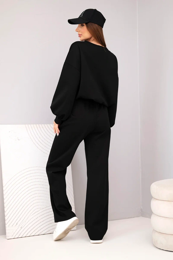 38256_2 Moteriškas sviestukas, džemperis su segtuku ir tiesiomis kelnėmis - Image 4