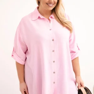 Moteriška Plus Size marškiniai iš viskozės su ilgesne nugara saldžiai